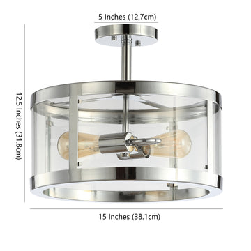 Herndon 15" Iron/Glass Modern LED Flush Mount - JONATHAN Y